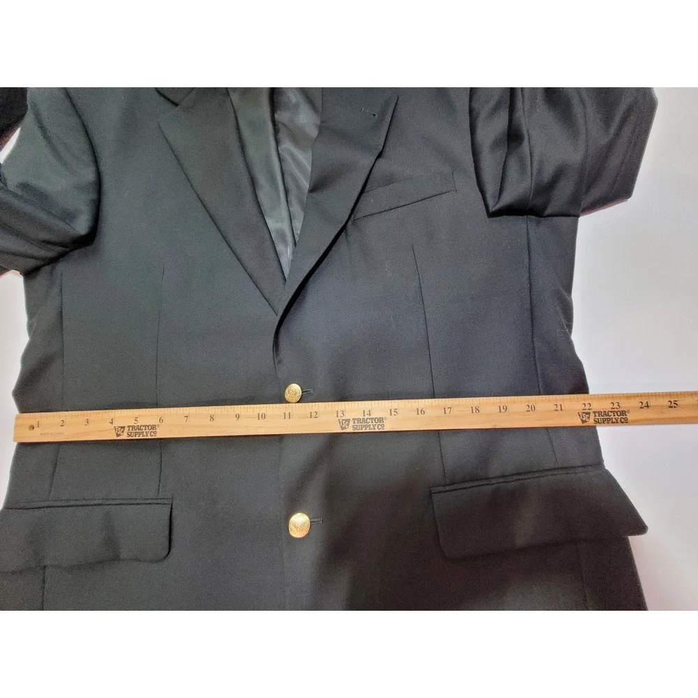 Jos. A. Bank Wool Blazer Mens 44R Signature Black Gold Crest Button Professional